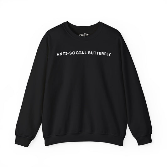 Anti Social Butterfly Simple Cozy Crewneck Statement Sweatshirt - Outloud Apparel Co